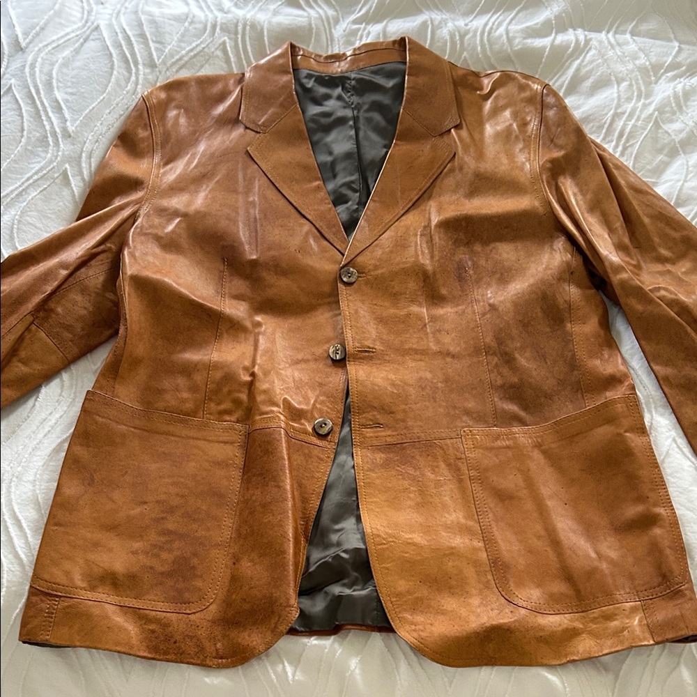 Men's Jose Luis Tan Leather Blazer